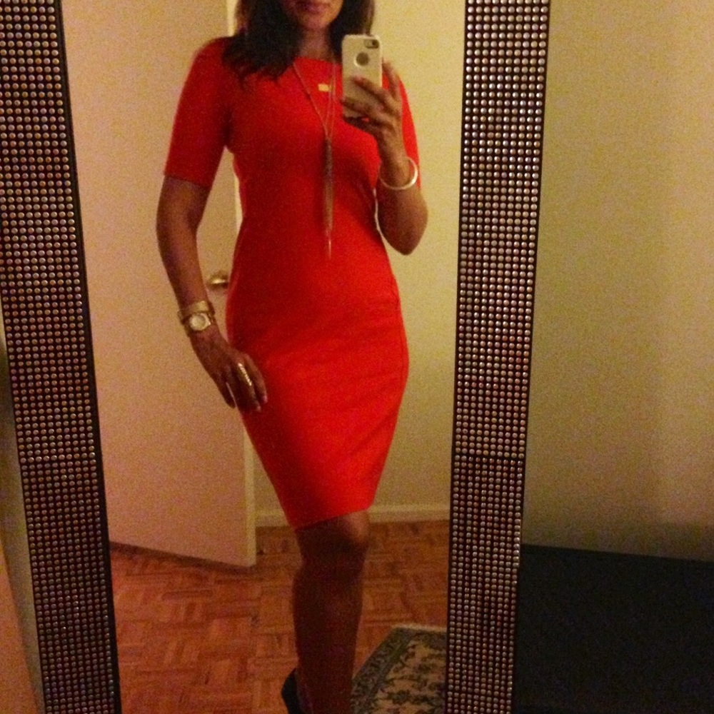 Red Zara dress.